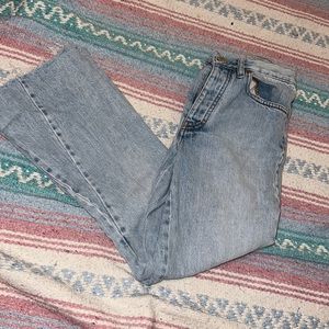 Maje Prudy light blue cropped flare jeans with raw hems